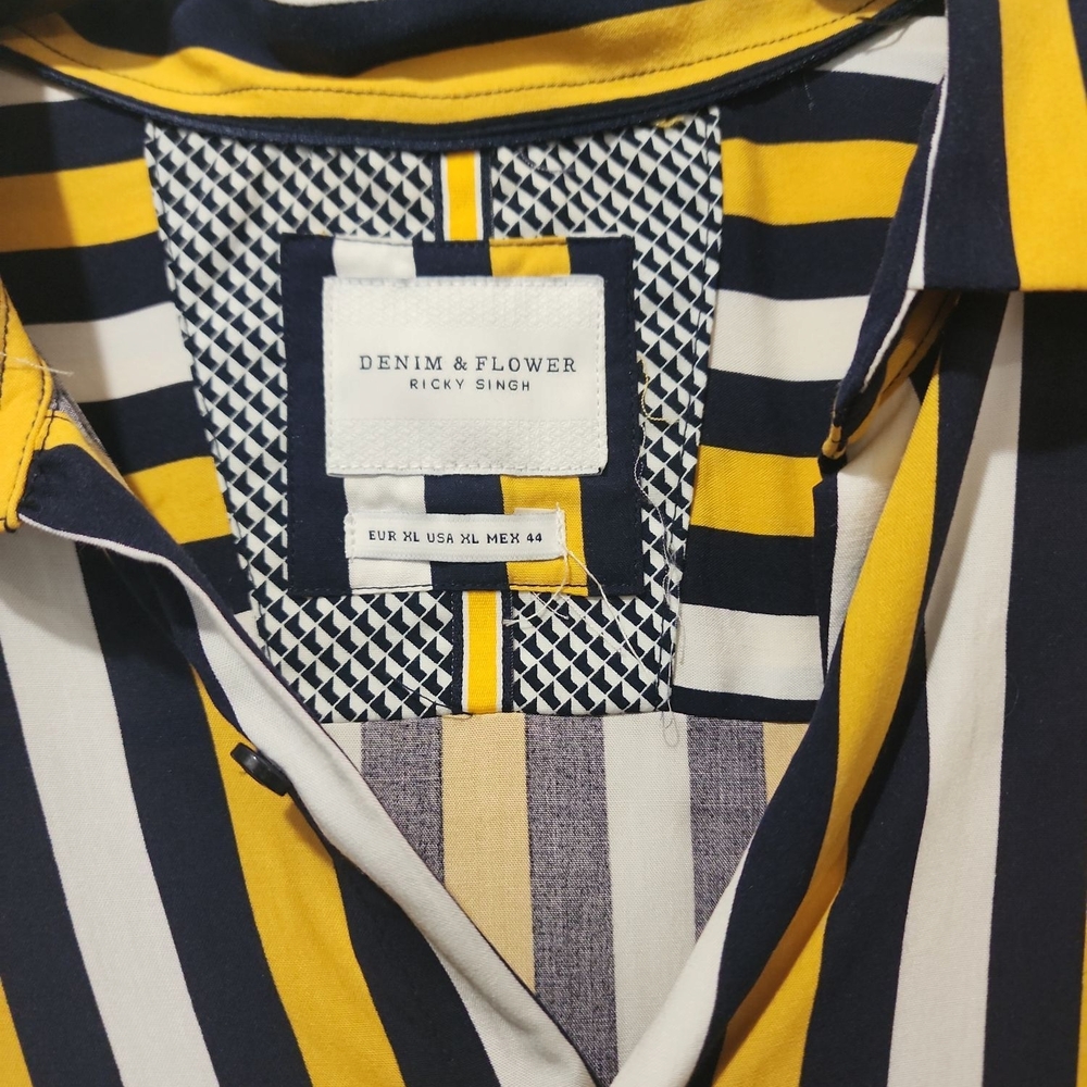 Striped Yellow and Black Men's Shirt - Picture 4 of 6